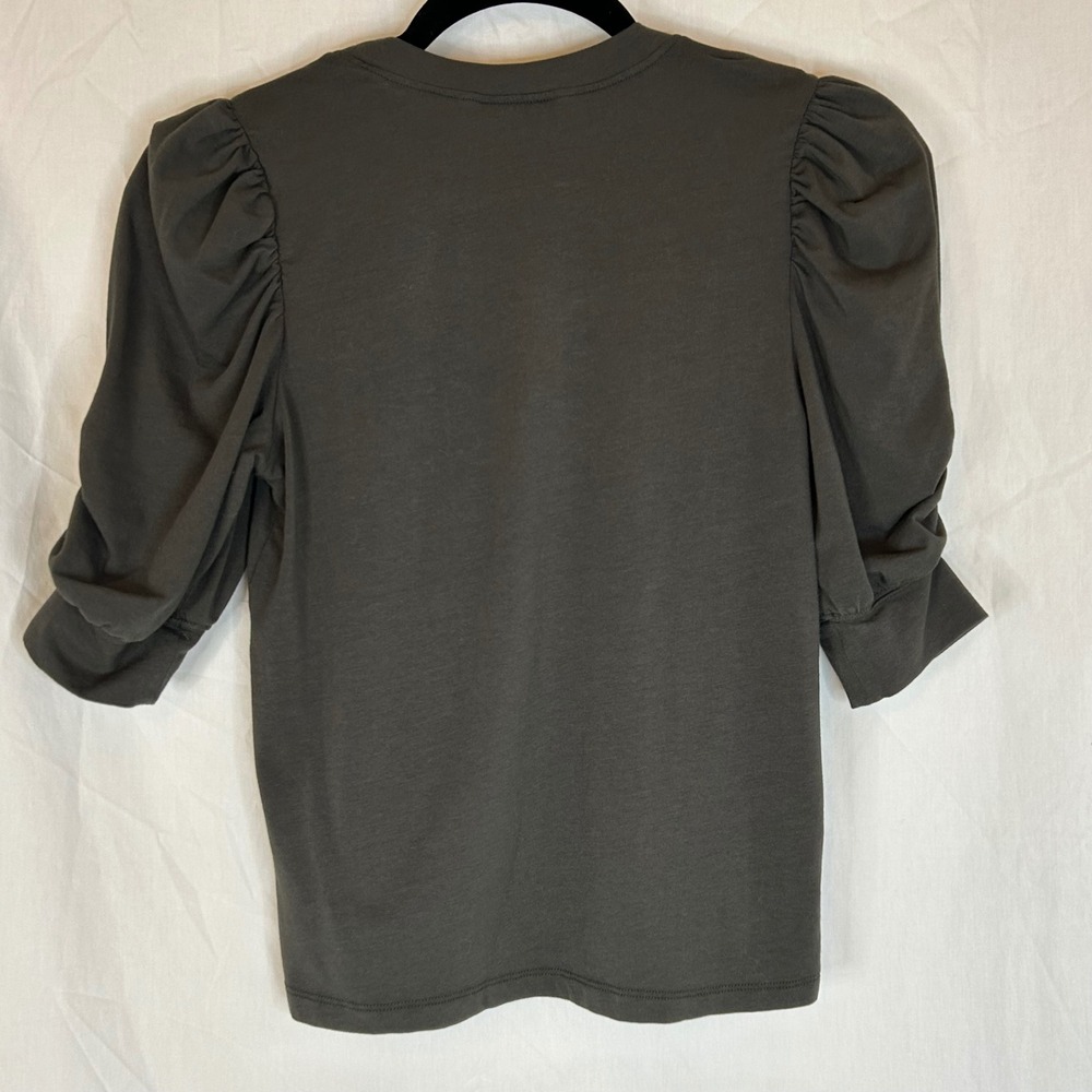 Habitual Olive Green Puff Sleeve Knit Top Ruched Sleeve Casual‎ Tee XS - Picture 8 of 12